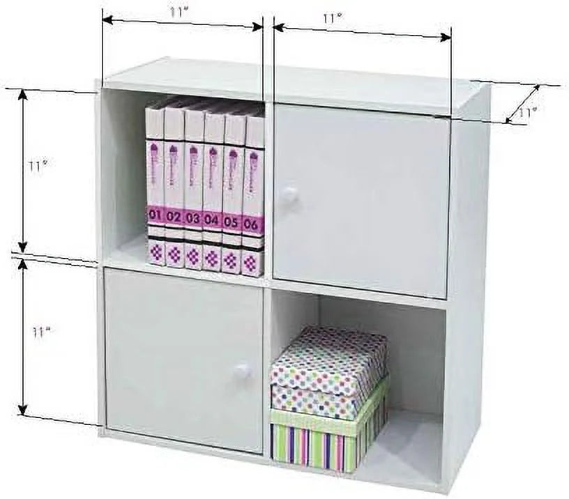 Contemporary White Wood 2 Cube 2 Cabinet Bookcase V316476