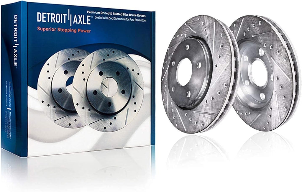 Front Rear Drilled Slotted Rotors + Brake Pads Replacement for Hyundai Sonata Kia Optima - 10pc Set P67070
