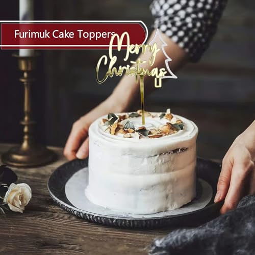 9 Pcs Gold Acrylic Christmas Cake Topper X22860