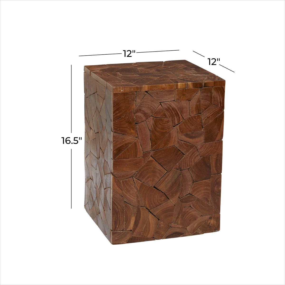 12" x 16" Brown Teak Wood Accent Table U52093