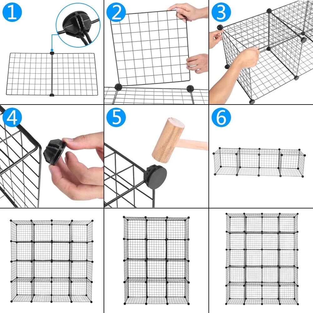 12-Cubes Metal Grid Storage Shelves Organizer E6731