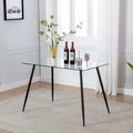 Tempered Glass Dining Table with Black Metal Legs N758