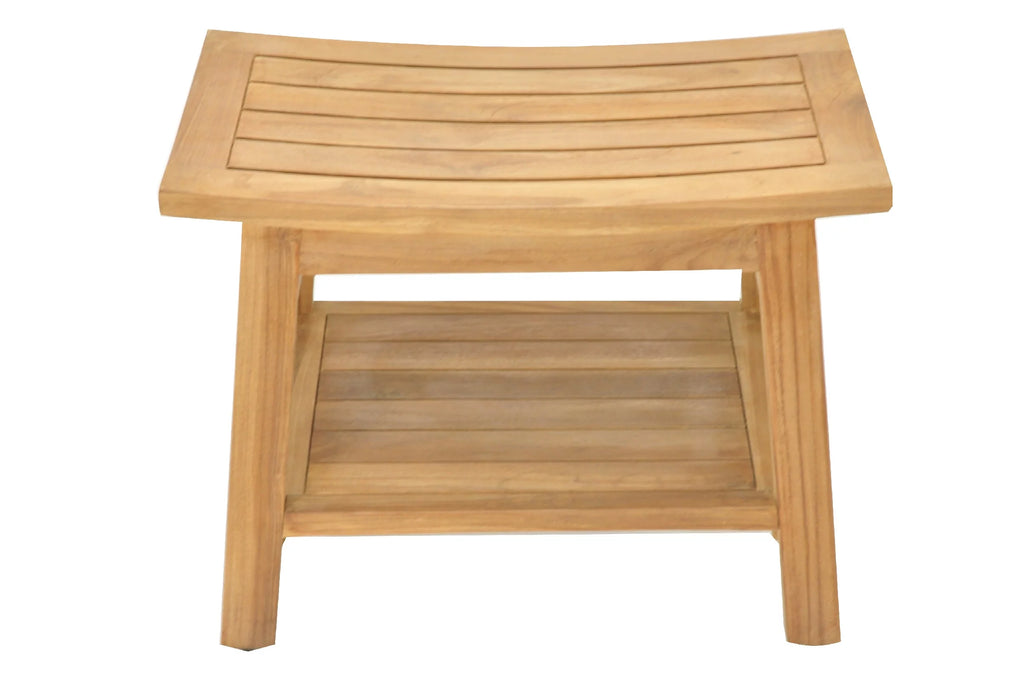Teak Wood Shower Seat Outdoor Patio Stool Bench Q9343