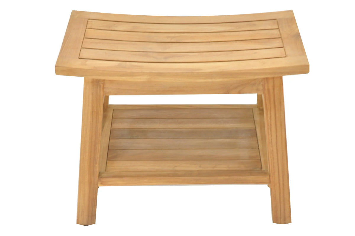 Teak Wood Shower Seat Outdoor Patio Stool Bench Q9343