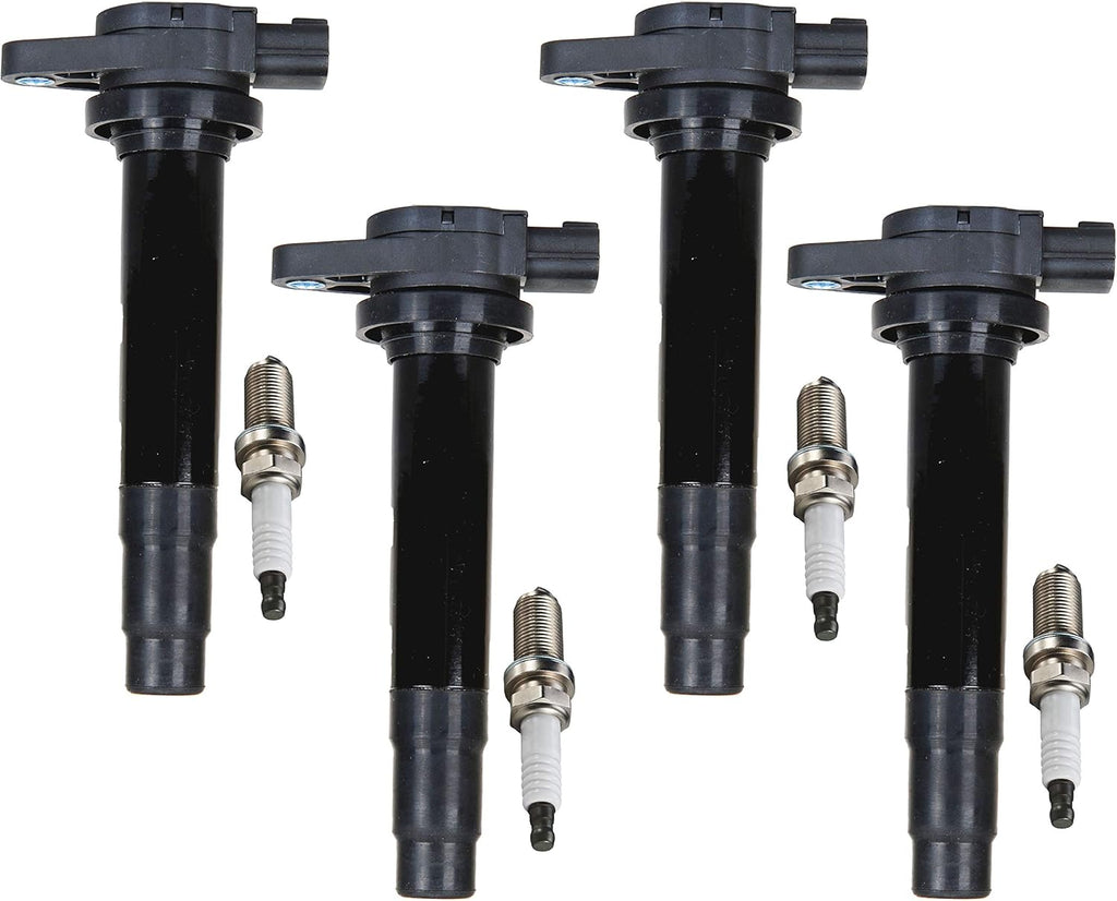 Set of 4 Platinum Spark Plug and 4 Ignition Coil Pack Compatible with Nissan 2000 2001 Sentra 1.8L Replacement for UF326 Pack of 2 O175
