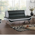 Faux Leather Sofa in Black and White I50899