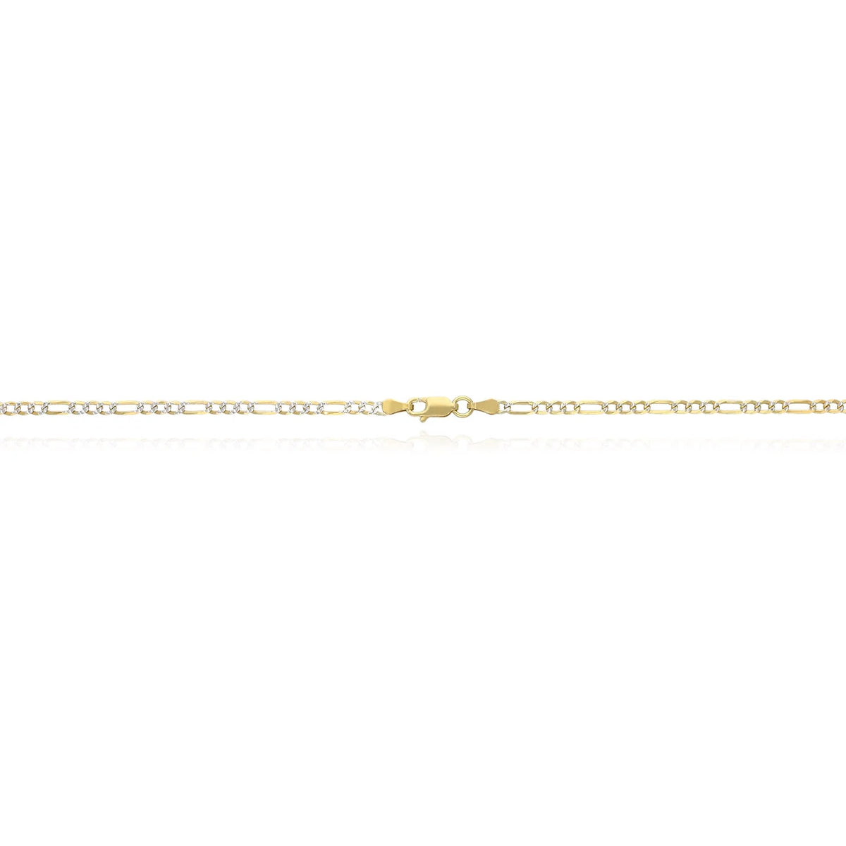 14k Yellow Gold Over 925 Silver Diamond-Cut Figaro Chain Necklace K844