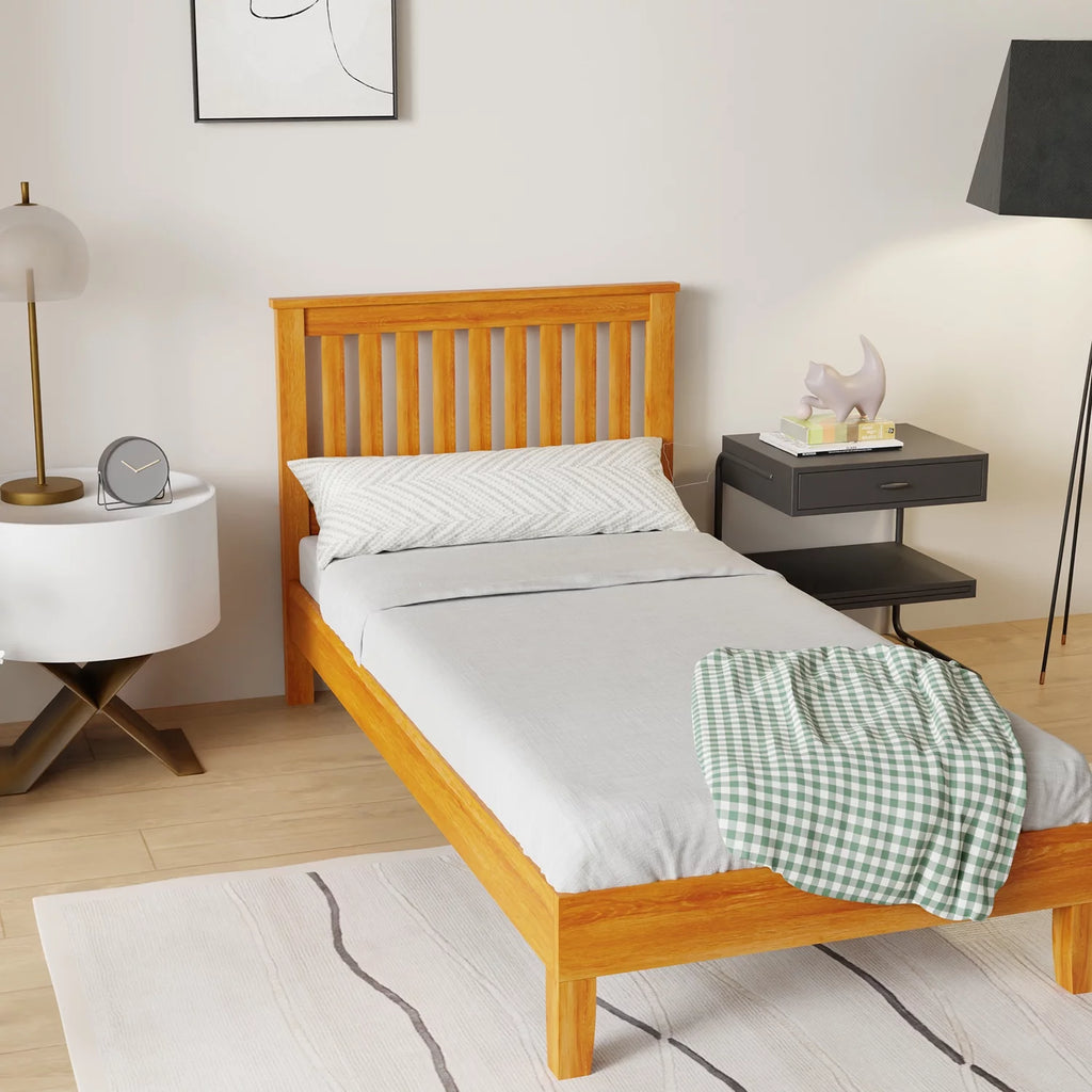 Wood Platform Bed Frame with Headboard Twin B857