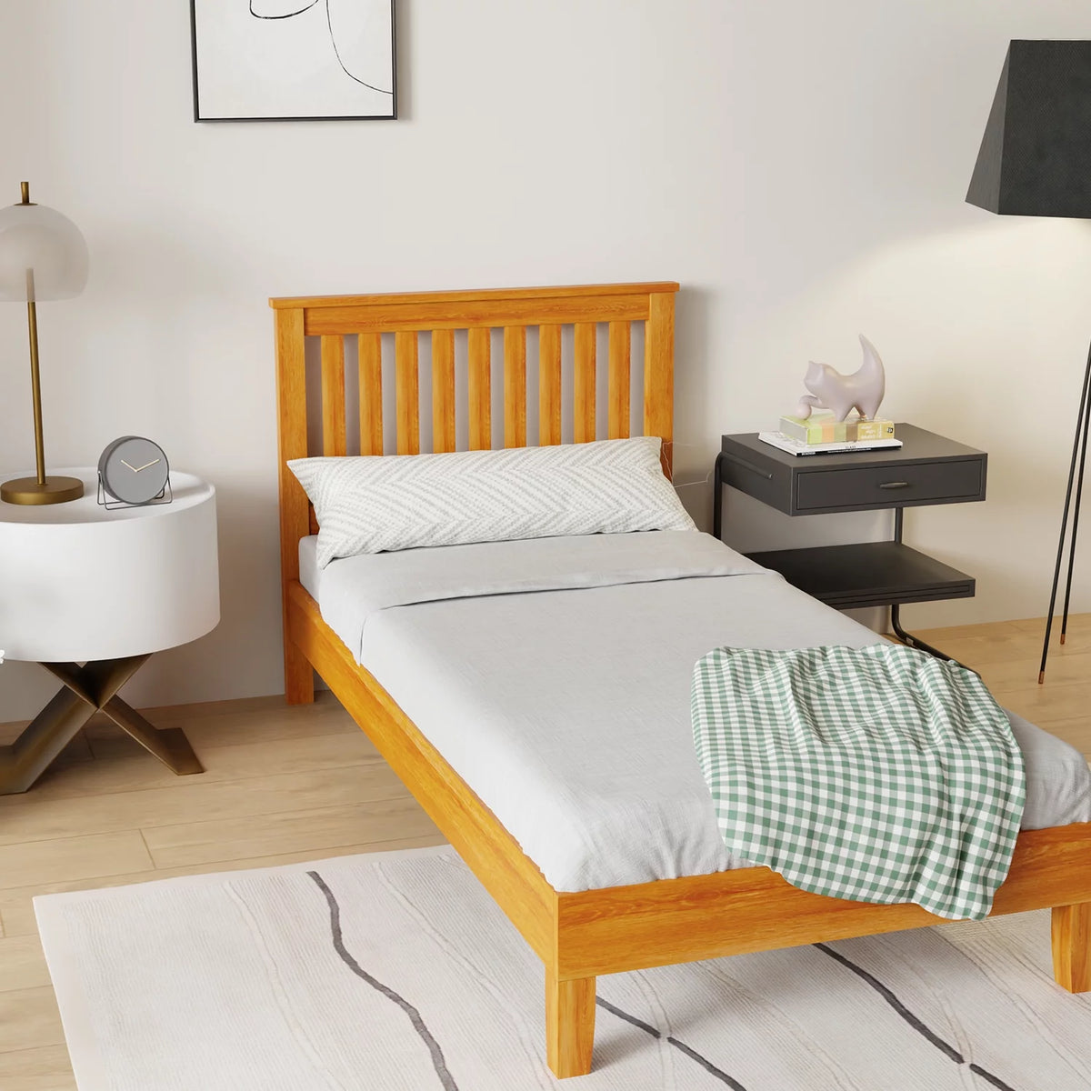 Wood Platform Bed Frame with Headboard Twin B857