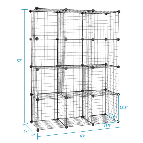 12-Cubes Metal Grid Storage Shelves Organizer E6731