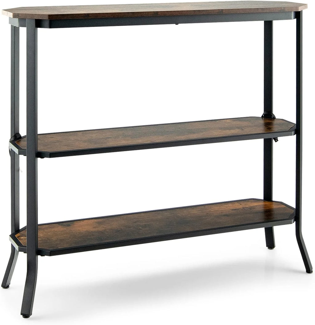 Industrial 3-Tier Narrow Console Table with Open Shelves Y6706