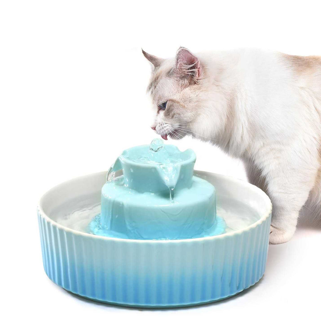 Ceramic Cat Water Fountain, 2.1 L Drinking Fountain Bowl W473799