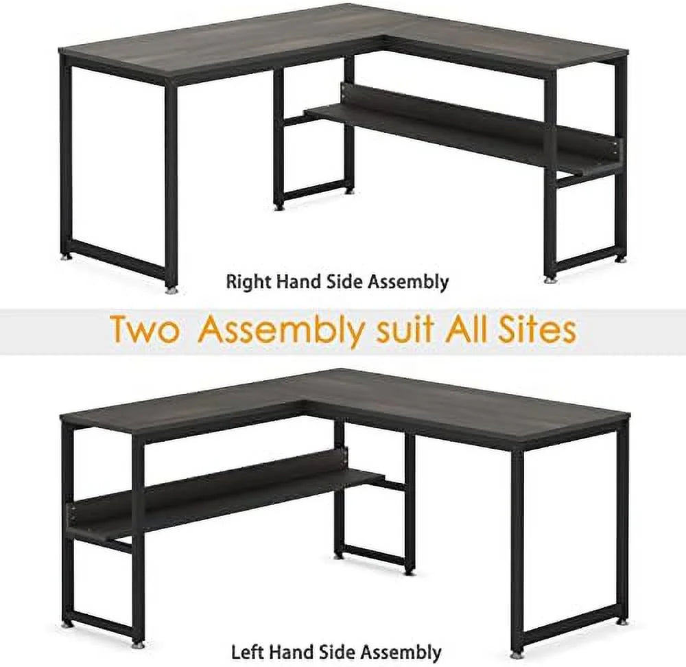 L Shaped Desk 55 inch with Shelves K1351