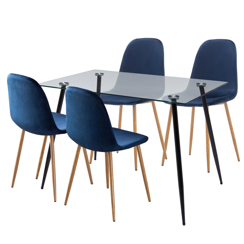 Tempered Glass Dining Table with Black Metal Legs N758