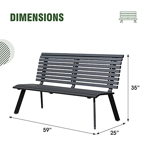 Dark Grey Aluminum Outdoor Bench F48031