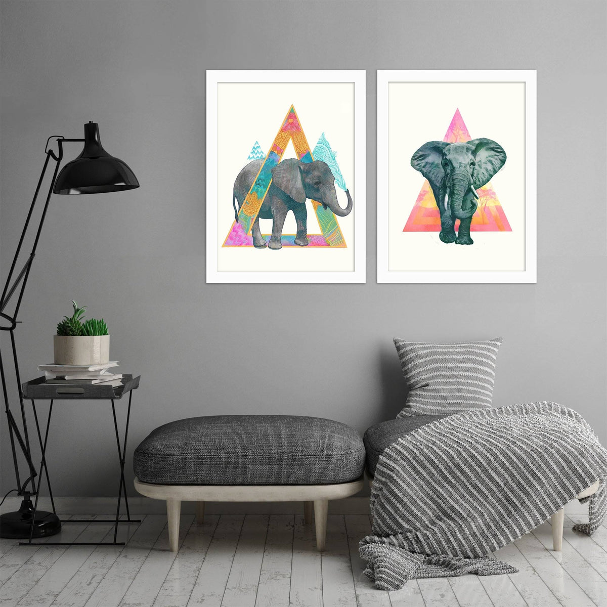 2 Piece White Framed Print Set V42285
