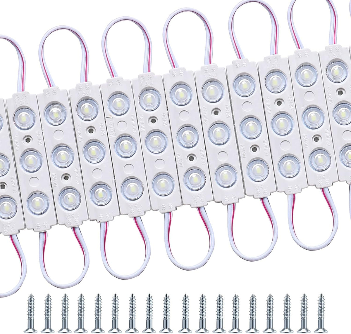 200 Pcs White LED Module Lights Waterproof DC12V 6500K B1897
